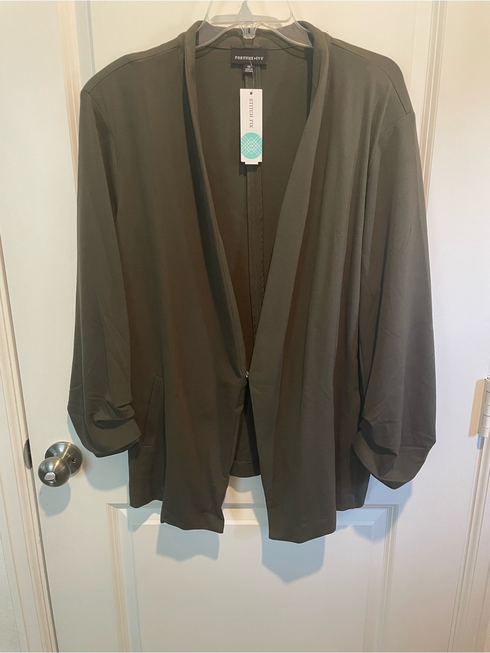 Fortune + Ivy Olive Open-Front Blazer Jacket - Women's